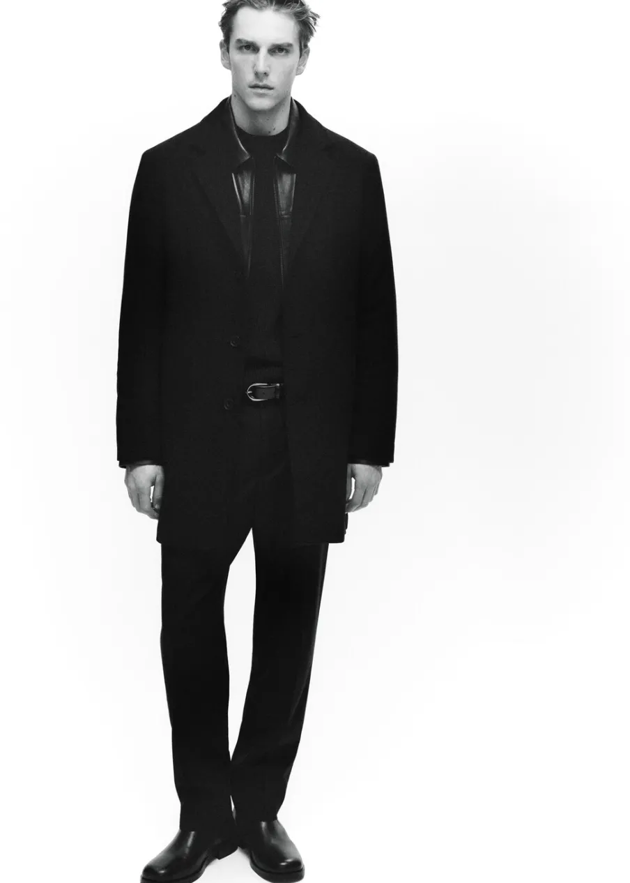 MANGO Płaszcze*Płaszcz wełniany z kapturem i pikowaną podszewką