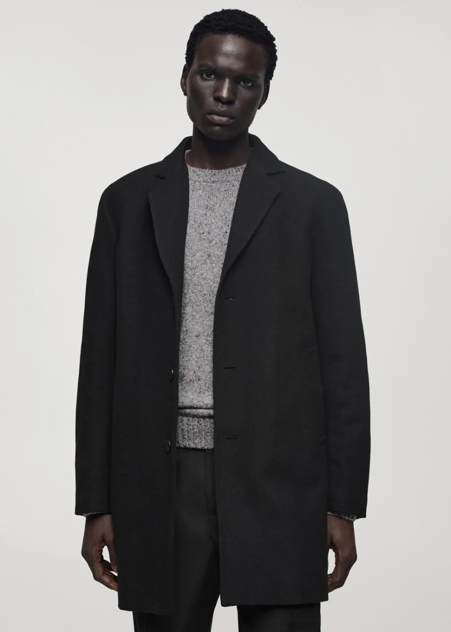 MANGO Płaszcze*Płaszcz wełniany z kapturem i pikowaną podszewką