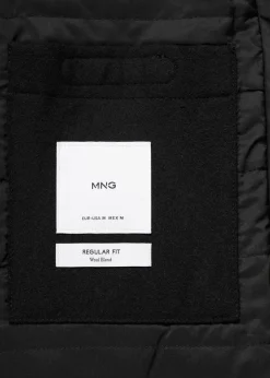 MANGO Płaszcze*Płaszcz wełniany z kapturem i pikowaną podszewką