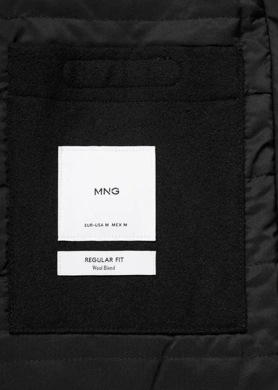 MANGO Płaszcze*Płaszcz wełniany z kapturem i pikowaną podszewką