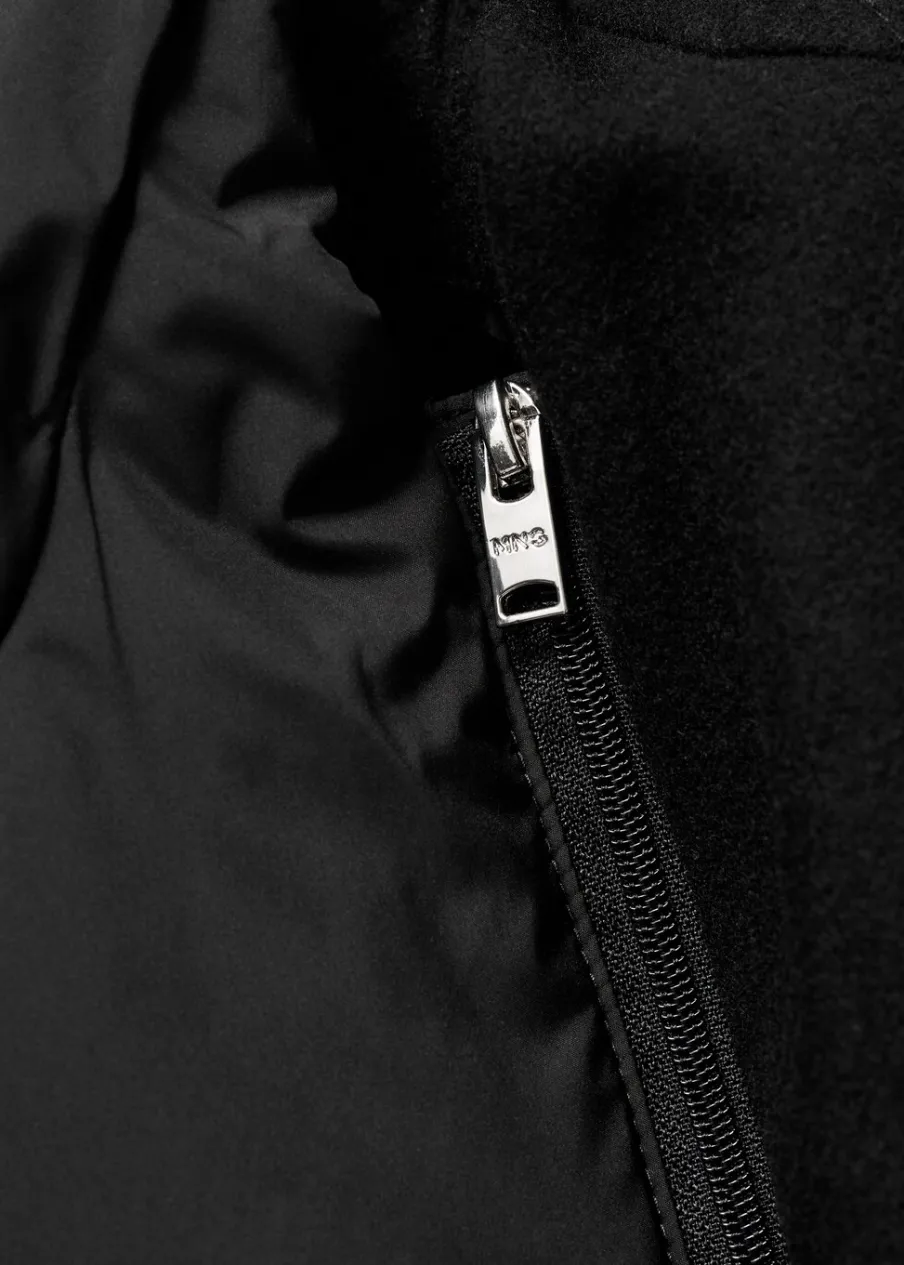 MANGO Płaszcze*Płaszcz wełniany z kapturem i pikowaną podszewką