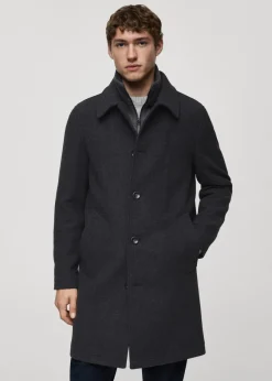 MANGO Płaszcze*Płaszcz wełniany z odpinanym kołnierzem