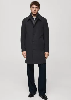 MANGO Płaszcze*Płaszcz wełniany z odpinanym kołnierzem
