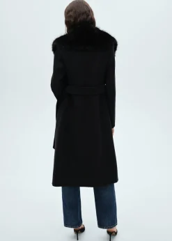 MANGO Płaszcze*Płaszcz wełniany z odpinanym kołnierzem futrzanym