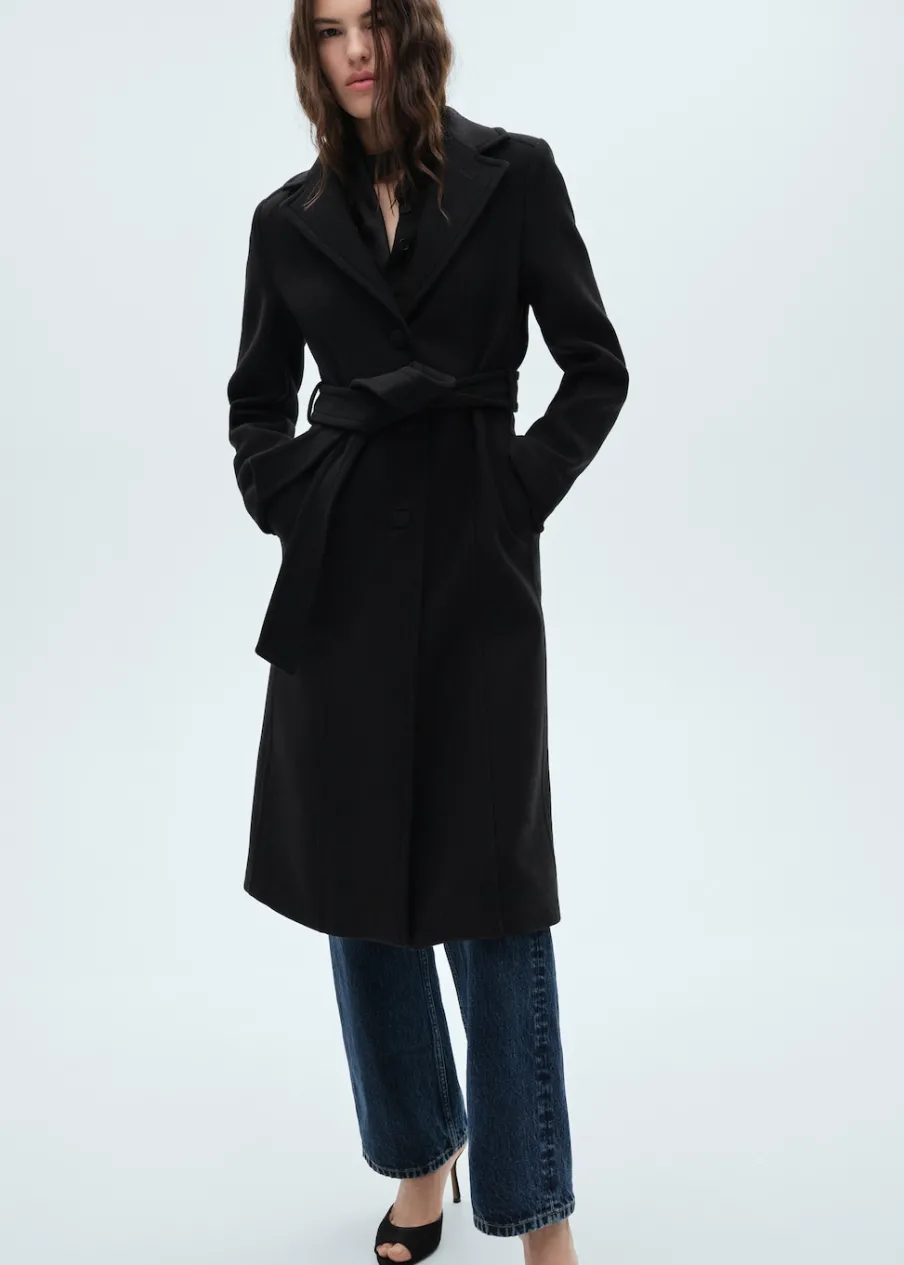 MANGO Płaszcze*Płaszcz wełniany z odpinanym kołnierzem futrzanym