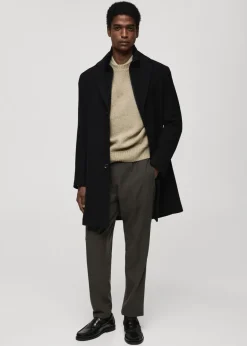 MANGO Płaszcze*Płaszcz wełniany z odpinanym kołnierzem