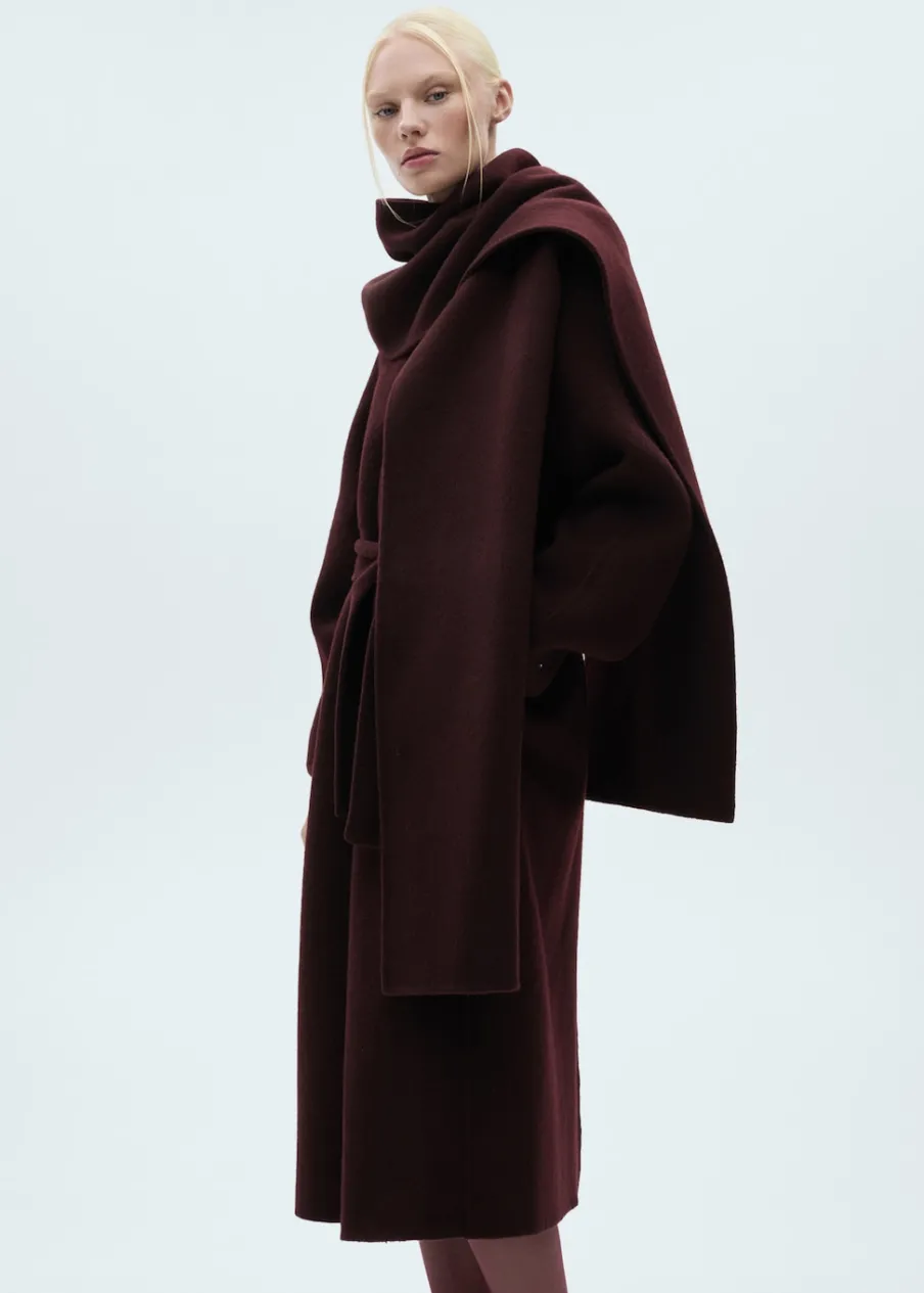 MANGO Płaszcze*Płaszcz wełniany z szalem