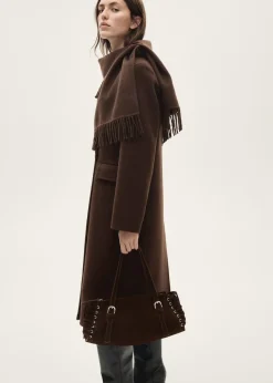 MANGO Płaszcze*Płaszcz wełniany z szalem z frędzlami
