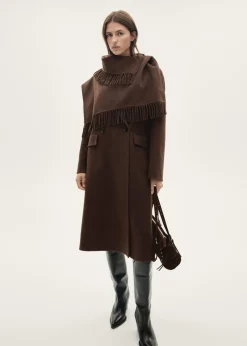 MANGO Płaszcze*Płaszcz wełniany z szalem z frędzlami