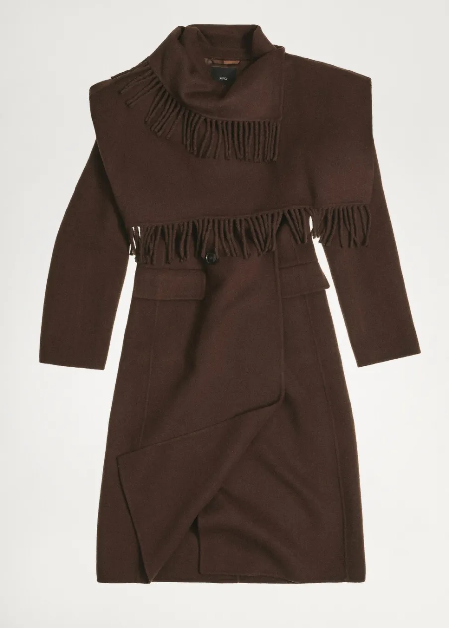 MANGO Płaszcze*Płaszcz wełniany z szalem z frędzlami