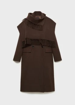 MANGO Płaszcze*Płaszcz wełniany z szalem z frędzlami