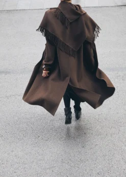 MANGO Płaszcze*Płaszcz wełniany z szalem z frędzlami