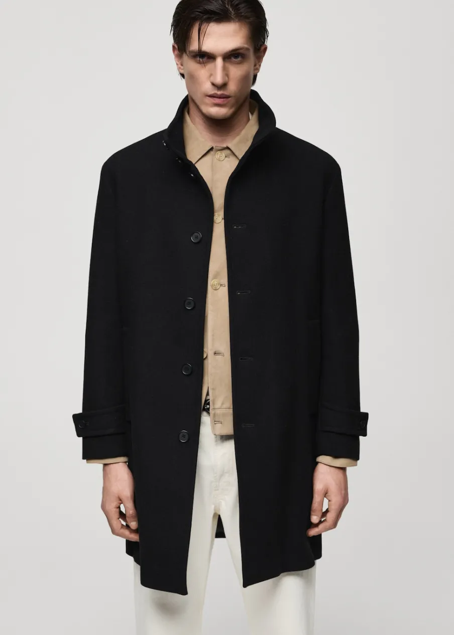 MANGO Płaszcze*Płaszcz wełniany z wysokim kołnierzem