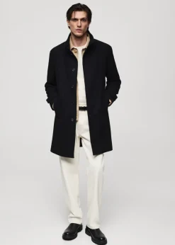 MANGO Płaszcze*Płaszcz wełniany z wysokim kołnierzem