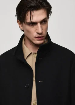 MANGO Płaszcze*Płaszcz wełniany z wysokim kołnierzem