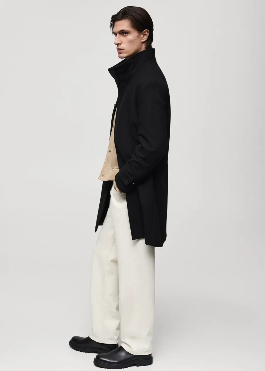 MANGO Płaszcze*Płaszcz wełniany z wysokim kołnierzem