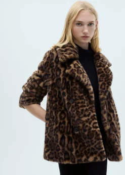 MANGO Płaszcze*Płaszcz z imitacji futra w lamparcie cętki