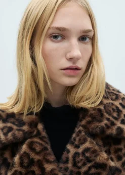 MANGO Płaszcze*Płaszcz z imitacji futra w lamparcie cętki