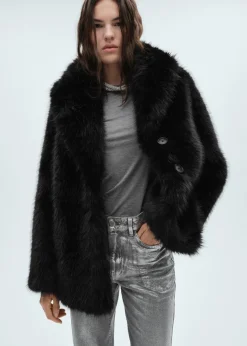 MANGO Płaszcze*Płaszcz z imitacji futra z klapami