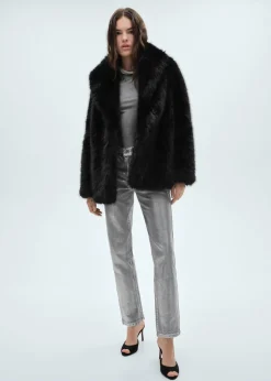 MANGO Płaszcze*Płaszcz z imitacji futra z klapami