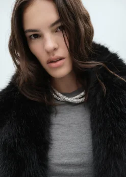 MANGO Płaszcze*Płaszcz z imitacji futra z klapami