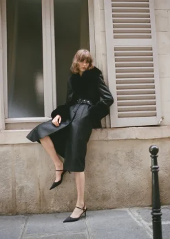 MANGO Płaszcze*Płaszcz z imitacji skóry z wykończeniami z futra