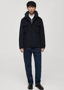 MANGO Płaszcze*Płaszcz z mieszanki wełny z odpinanym kapturem