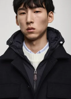 MANGO Płaszcze*Płaszcz z mieszanki wełny z odpinanym kapturem