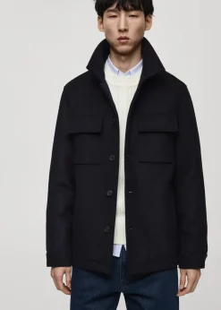 MANGO Płaszcze*Płaszcz z mieszanki wełny z odpinanym kapturem