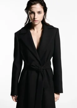 MANGO Płaszcze*Płaszcz z wełny manteco z odpinanym futrzanym kołnierzem