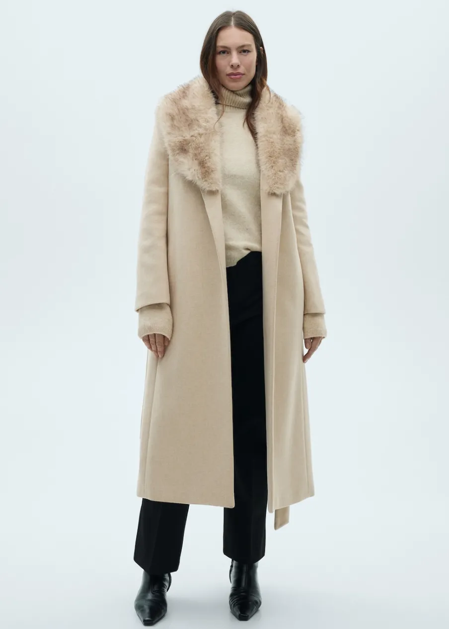 MANGO Płaszcze*Płaszcz z wełny manteco z odpinanym kołnierzem