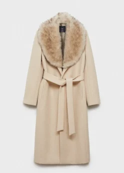 MANGO Płaszcze*Płaszcz z wełny manteco z odpinanym kołnierzem