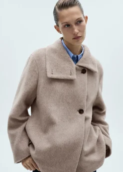 MANGO Płaszcze*Płaszcz z wełny z wysokim kołnierzem