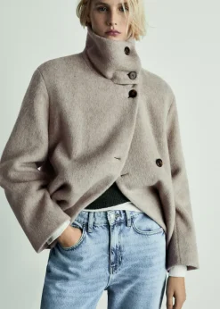 MANGO Płaszcze*Płaszcz z wełny z wysokim kołnierzem