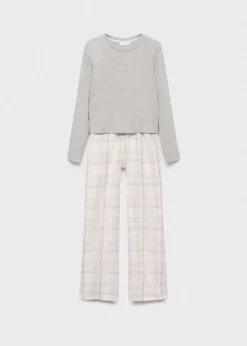 MANGO Piżamy*Piżama bawełniana w kratkę