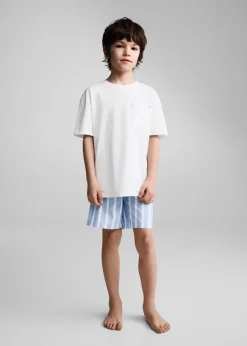 Dzieci MANGO Piżamy*Piżama bawełniana w paski z krótkimi nogawkami