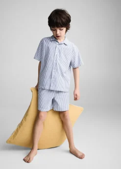 Dzieci MANGO Piżamy*Piżama bawełniana w paski z krótkimi nogawkami