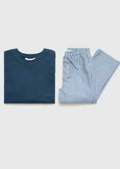 Dzieci MANGO Piżamy*Piżama bawełniana w paski z długimi nogawkami