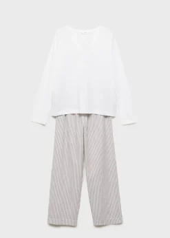 MANGO Piżamy|Piżamy*Piżama dwuczęściowa z bawełny w paski