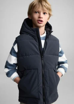 Dzieci MANGO Płaszcze I Kurtki*Pikowana kamizelka z kapturem