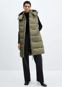 MANGO Płaszcze*Pikowana kamizelka z kapturem