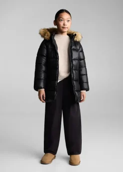 Dzieci MANGO Płaszcze I Kurtki*Pikowana kurtka puchowa z kapturem z futerkiem