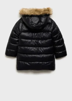 Dzieci MANGO Płaszcze I Kurtki*Pikowana kurtka puchowa z kapturem z futerkiem