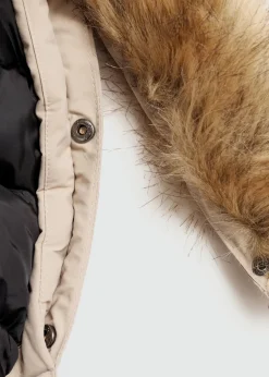 Dzieci MANGO Płaszcze I Kurtki*Pikowana kurtka puchowa z kapturem z futerkiem