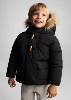 Dzieci MANGO Płaszcze I Kurtki*Pikowana kurtka puchowa z kapturem z futerkiem