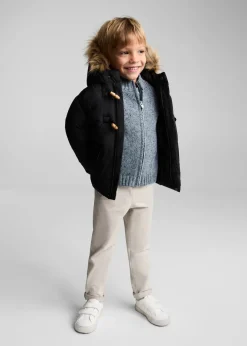 Dzieci MANGO Płaszcze I Kurtki*Pikowana kurtka puchowa z kapturem z futerkiem