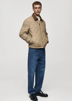 MANGO Kurtki I Koszule Wierzchnie*Pikowana kurtka ze sztruksowym kołnierzem