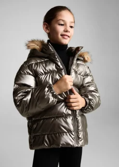 Dzieci MANGO Płaszcze I Kurtki*Pikowana metaliczna kurtka anorak