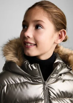 Dzieci MANGO Płaszcze I Kurtki*Pikowana metaliczna kurtka anorak