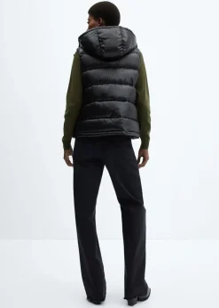 MANGO Kurtki|Kamizelki*Pikowana nieprzemakalna kamizelka z kapturem